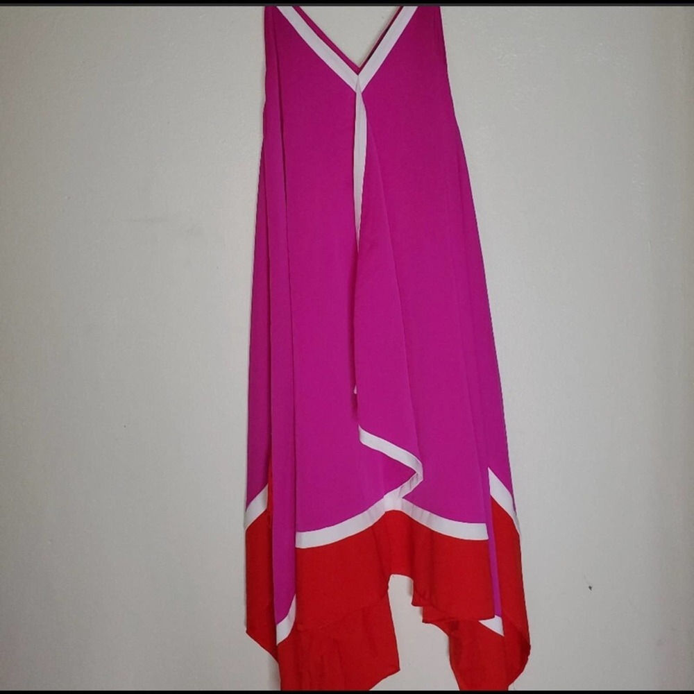Labella Vida Women’s Asymmetrical Neon   summer sun dress size Medium EUC - Picture 7 of 9